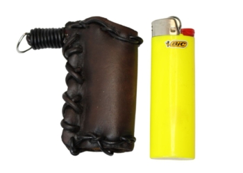 Rustic Leather Lighter Keyring Pouch