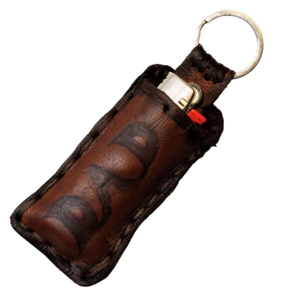 Quality Leather Lighter Keyring Pouch Rustic Embossed Hard Wearing