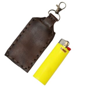 Quality Leather Lighter Pouch Keyring Swivel Clasp Rustic Hard Wear