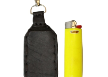 Leather Lighter Keyring black Pouch
