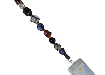 7 Chakra Gemstone Leather ID Lanyard