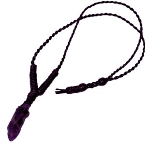 Amethyst Leather Bounded Necklace Adjustable beads