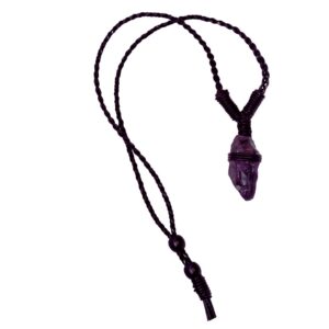 Amethyst Leather Bounded Necklace Adjustable beads