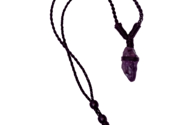 Amethyst Leather Bounded Necklace