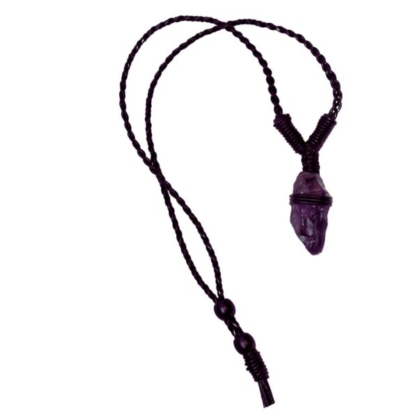 Amethyst Leather Bounded Necklace Adjustable beads
