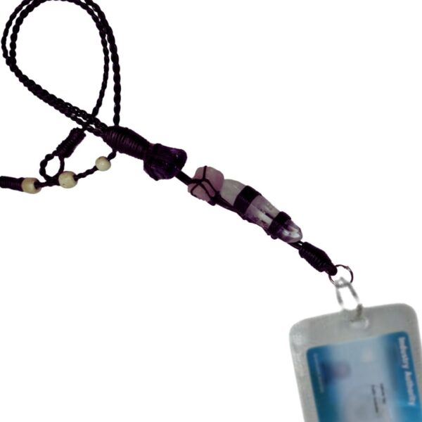Amethyst, Rose and Clear Quartz Leather Office ID Lanyard