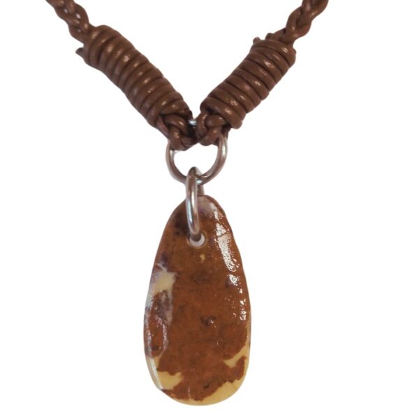 Boulder Opal Necklace Carved Leather