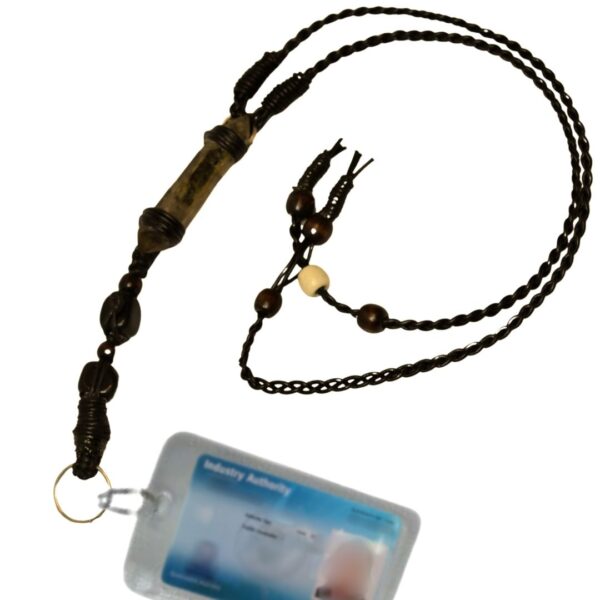 Lanyard Work ID Card Cover Office Business Smoky Quartz and Black Obsidian