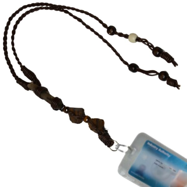 Lanyard Work ID Card Cover Office Business Smoky Quartz and Tigers Eye