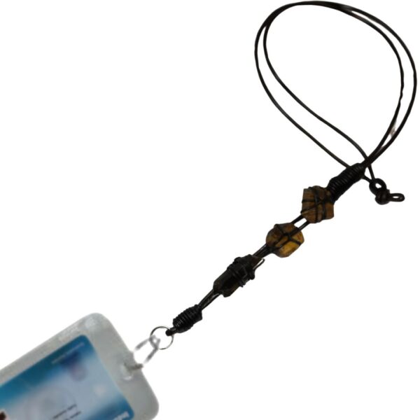 Lanyard Work ID Card Cover Office Business Smoky Quartz and Tigers Eye