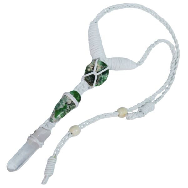 Nevada Variscite, clear quartz Leather Bounded Necklace Adjustable Beads