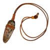Petrified Wood Tan Leather Bounded Necklace Adjustable Beads