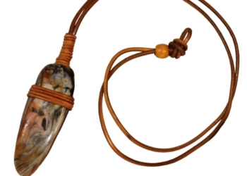 Petrified Wood Leather Bounded Necklace