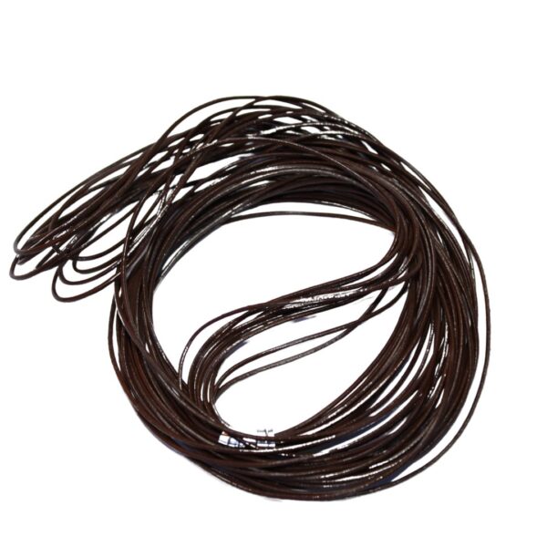 Close-up image of 1.5mm 5m coconut brown cowhide leather cord coiled neatly, showcasing its smooth texture and genuine leather quality, perfect for jewelry making and crafting.