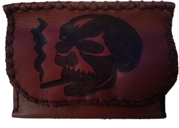 Rustic Tobacciana Skull Embossed Pouch