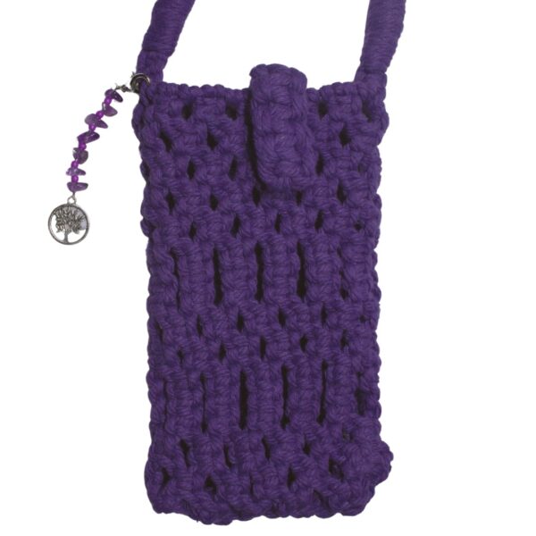 Purple Macrame Magnetic Mobile Phone Bag - Image 2