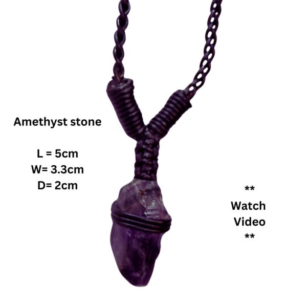 Amethyst Leather Bounded Necklace Adjustable beads