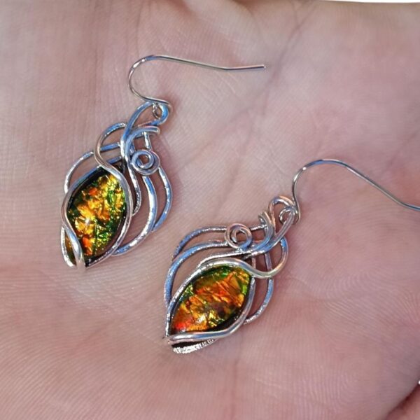 Opal Drop down Earrings Retro Silver Hooks Bohemium style