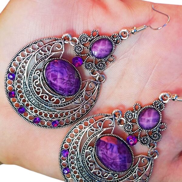 Gypsy Drop Down Earrings Purple Gemstone Accent