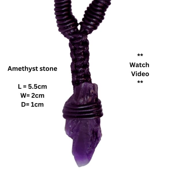 Amethyst Leather Bounded Necklace Adjustable beads