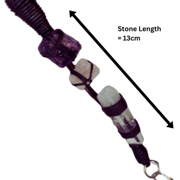 Amethyst, Rose and Clear Quartz Leather Office ID Lanyard