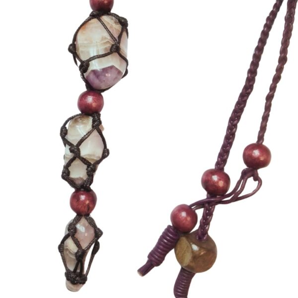 Natural Australian Chevron Amethyst Necklace Rare Adjustable Leather