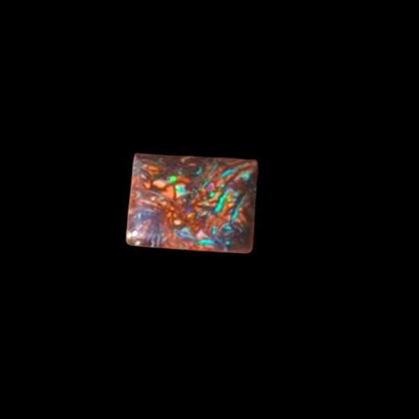 A close-up image of a vibrant Matrix Boulder Opal, showcasing its striking play of color with rich blues, greens, and fiery oranges. The stone's natural matrix of dark brown and black rock contrasts beautifully with the bright iridescent hues, highlighting its unique, organic texture., showcasing its striking play of color with rich blues, greens, and fiery oranges. The stone's natural matrix of dark brown and black rock contrasts beautifully with the bright iridescent hues, highlighting its unique, organic texture.