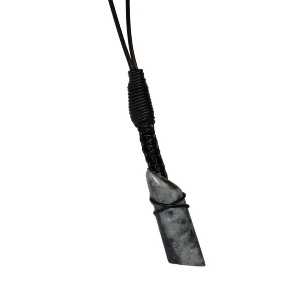 Rare Leverite Stone Leather Bounded Necklace Adjustable Beads