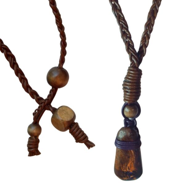 Australia Boulder Opal Necklace Carved Leather