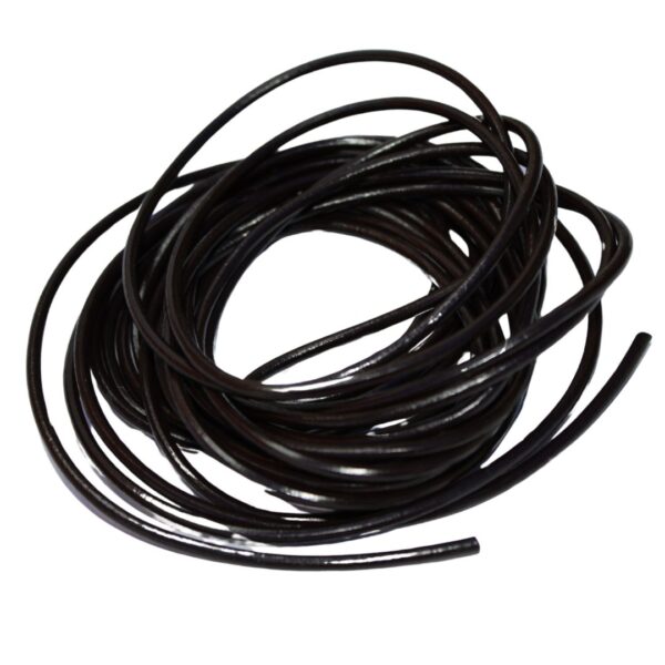 Close-up image of 3mm 5m Coffee leather cord neatly coiled, highlighting its smooth texture, durability, and genuine leather quality, perfect for jewelry making and crafting.