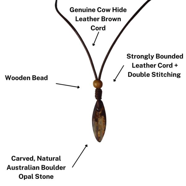 Australia Boulder Opal Necklace Surfboard Carved Genuine Leather
