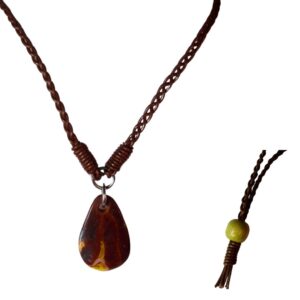 Boulder Opal Necklace Carved Leather