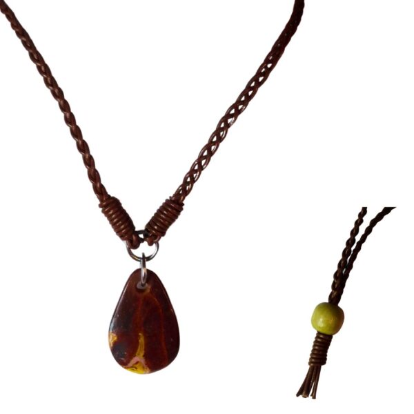 Boulder Opal Necklace Carved Leather