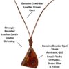 Boulder Opal Necklace Carved Genuine Cow Hide Leather