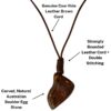Boulder Egg Vintage Stone Necklace Carved Leather Genuine