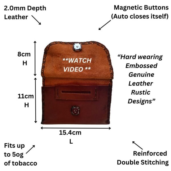 Quality Leather Tobacco Pouch Rustic Hard Wear MAGA Embossed Magnet 50 grm