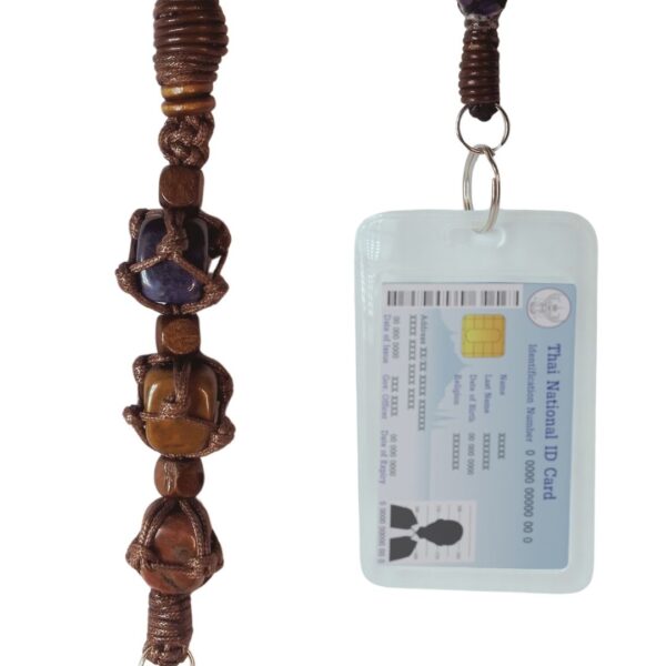 Office Lanyard Work ID Card 3 STONE Tigers Eye Lapas & Agate Lanyard