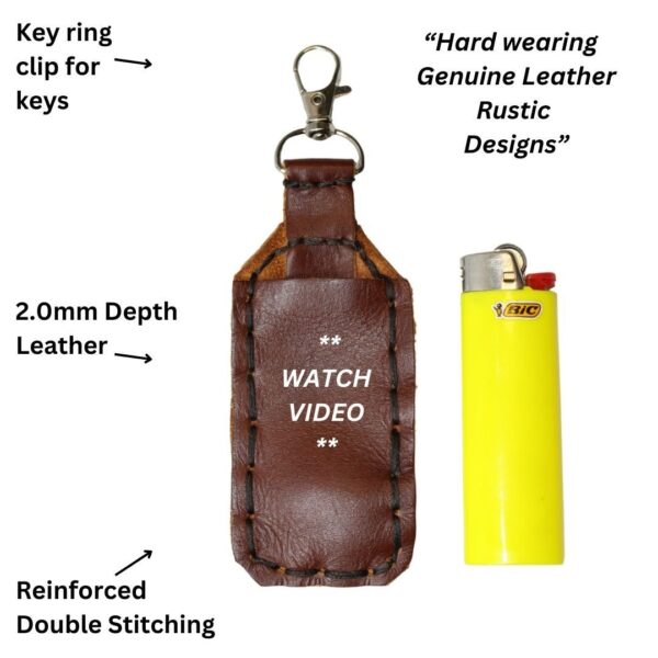 Quality Leather Lighter Pouch Keyring Rustic Hard Wear