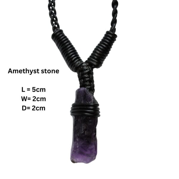 Amethyst Leather Bounded Necklace Adjustable beads
