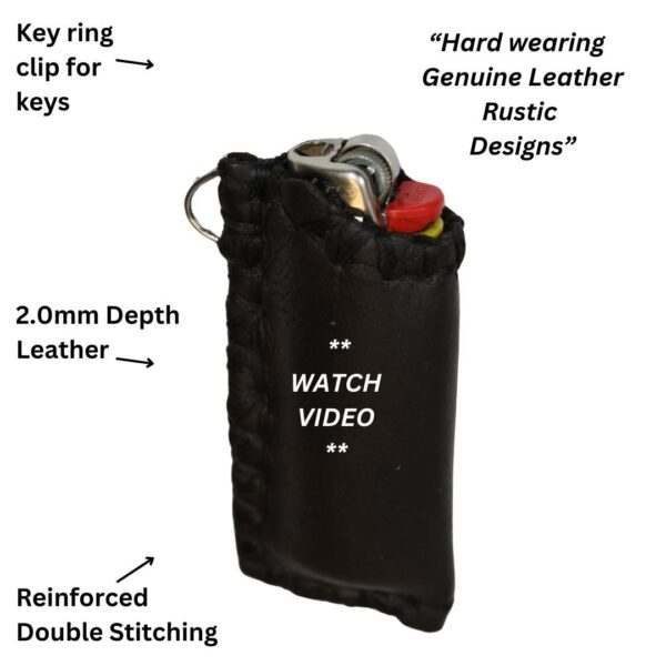 Quality Leather Lighter Pouch Keyring Rustic Hard Wear