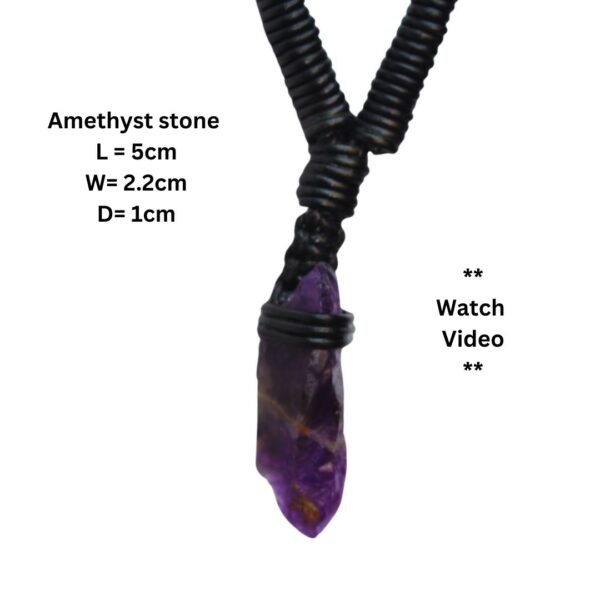 Amethyst Leather Bounded Necklace Adjustable beads