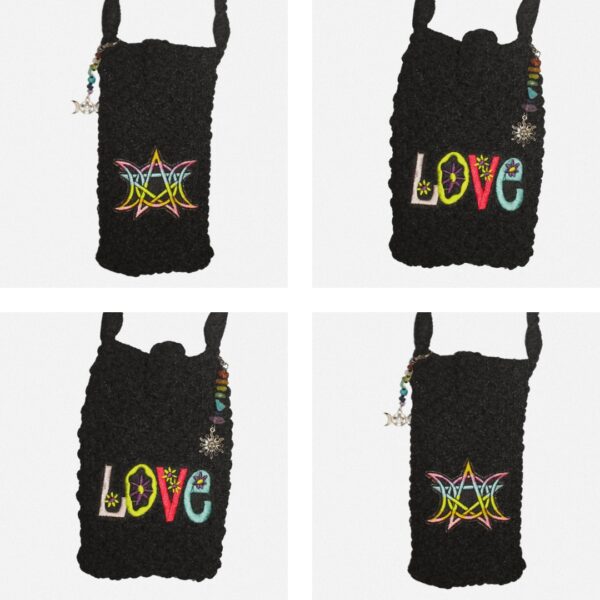 Women's Ladies Mobile Phone Bag Cross Body Shoulder Embroided thick strap Bright