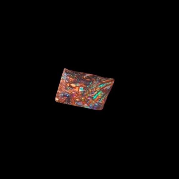 A close-up image of a vibrant Matrix Boulder Opal, showcasing its striking play of color with rich blues, greens, and fiery oranges. The stone's natural matrix of dark brown and black rock contrasts beautifully with the bright iridescent hues, highlighting its unique, organic texture., showcasing its striking play of color with rich blues, greens, and fiery oranges. The stone's natural matrix of dark brown and black rock contrasts beautifully with the bright iridescent hues, highlighting its unique, organic texture.