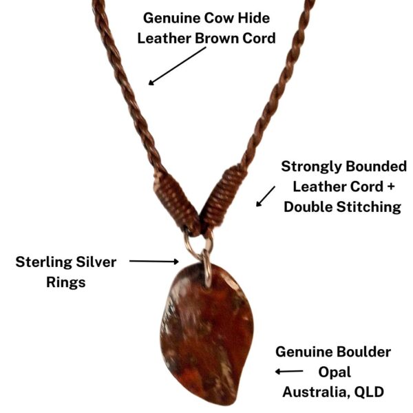 Australia Boulder Opal Necklace Carved Leather necklace