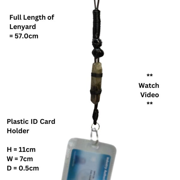 Lanyard Work ID Card Cover Office Business Smoky Quartz and Black Obsidian