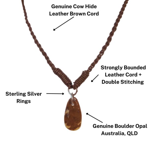 Boulder Opal Necklace Carved Leather