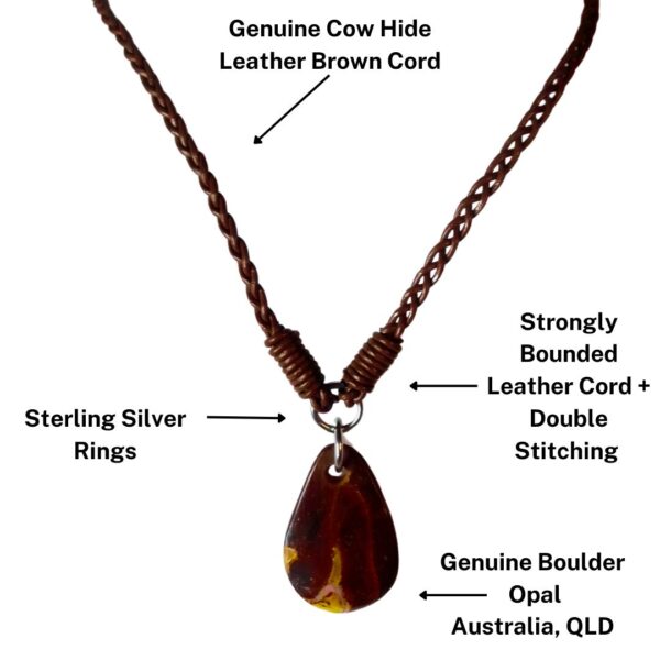 Boulder Opal Necklace Carved Leather