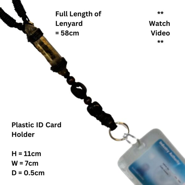 Lanyard Work ID Card Cover Office Business Smoky Quartz and Black Obsidian