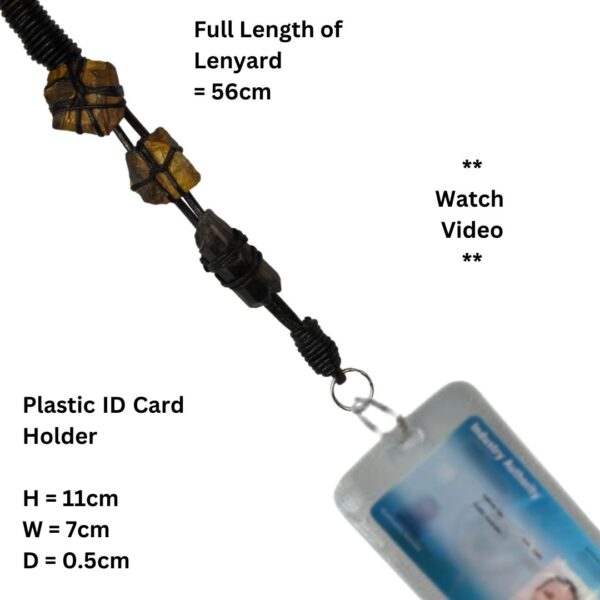 Lanyard Work ID Card Cover Office Business Smoky Quartz and Tigers Eye