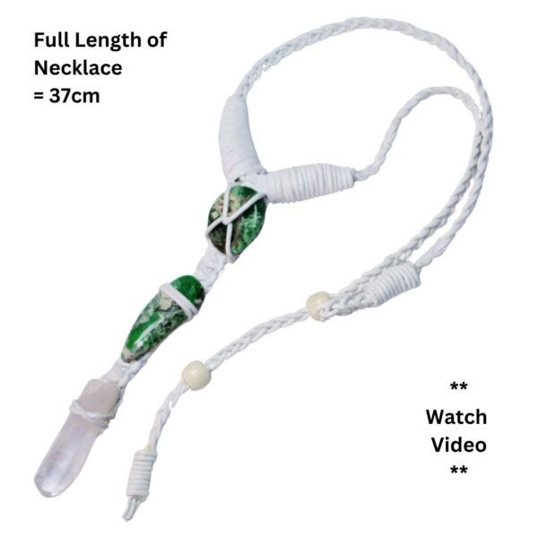 Nevada Variscite, clear quartz Leather Bounded Necklace Adjustable Beads